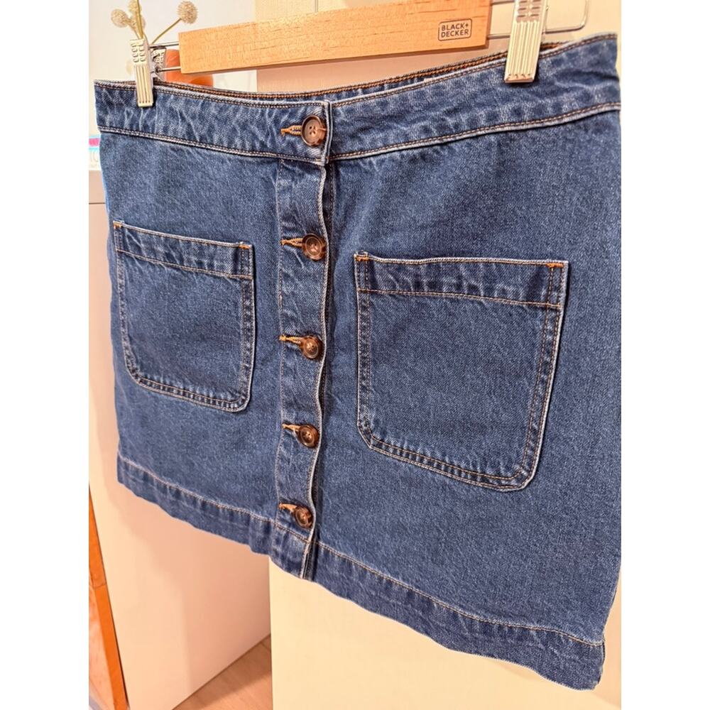 Free People Button Front Denim Mini Skirt ✨